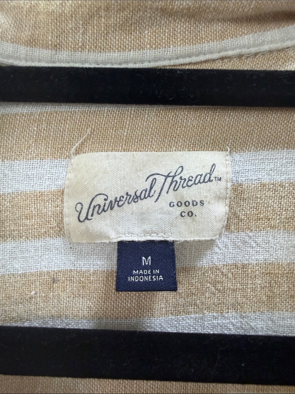 Universal Thread Beige and White Striped Casual Shirt - Picture 2 of 6
